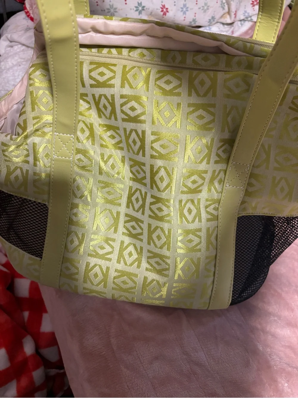 Lime Green Patterned Women's Tote Bag